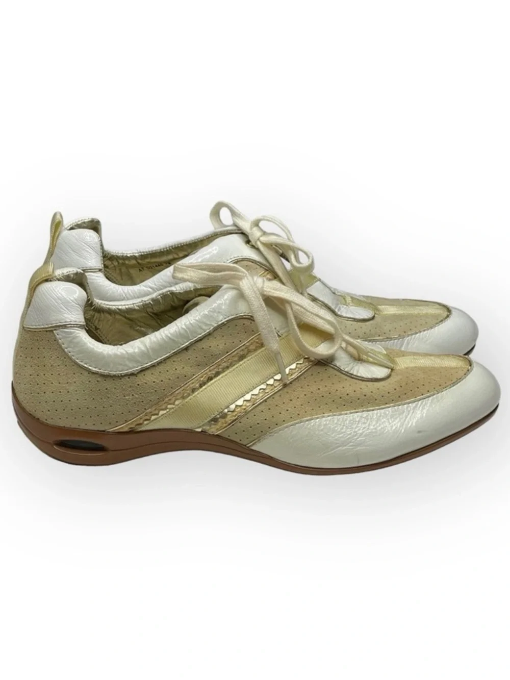 Cole Haan 𖦹 Chelsea Athleisure Patent Leather Sneakers 𖦹 White Gold 𖦹 7B 𖦹